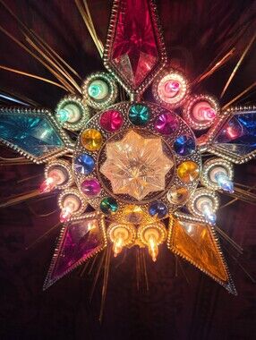 Kurt Adler  RETRO 5 Point, 10 Light STAR Tree  Topper DECOR,multi-colored...